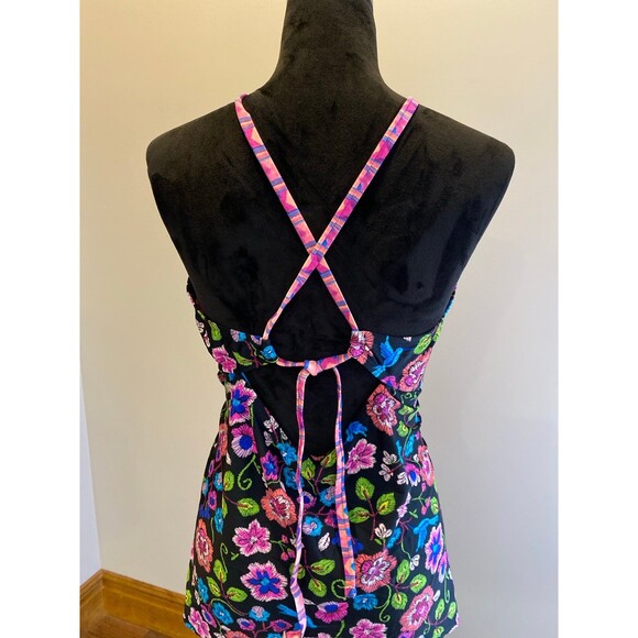 New Directions Swimsuit 2 Piece Halter Top Bottom Skirt Bright Floral Size 1X - Picture 5 of 10